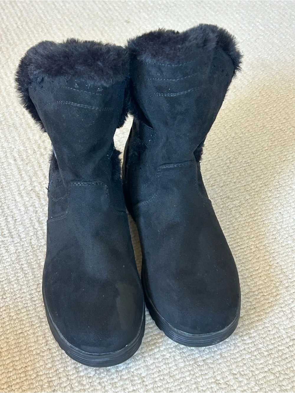Skechers Black Faux Fur Trim Kids Winter Boots
